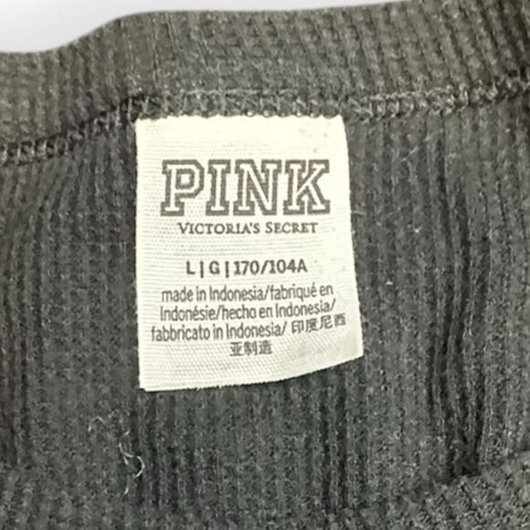 PINK VICTORIA’S SECRET Women’s Black Long Sleeve Ruched Side Top Size Large - Picture 3 of 4